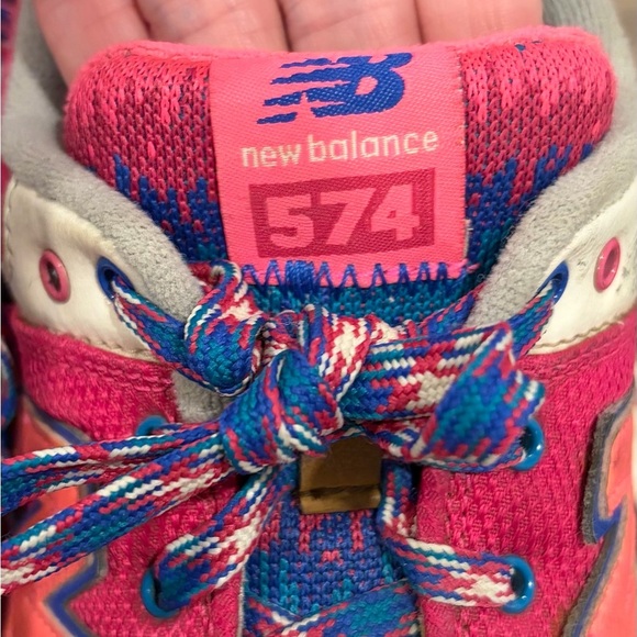 New Balance 574 Pink Teal Retro Sneakers Size 7 - Picture 6 of 9